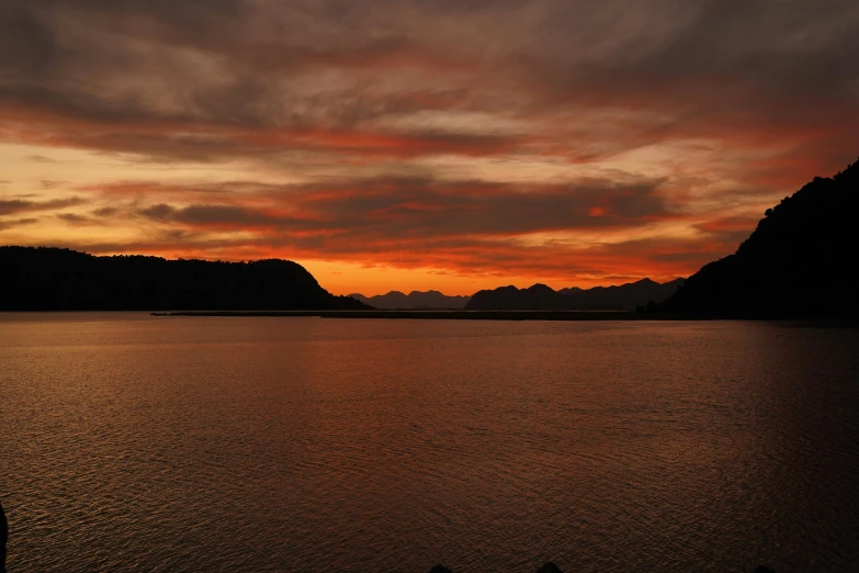 the sky in a sunset view over a body of water