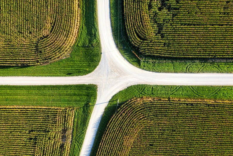 aerial s of rural roads and crops