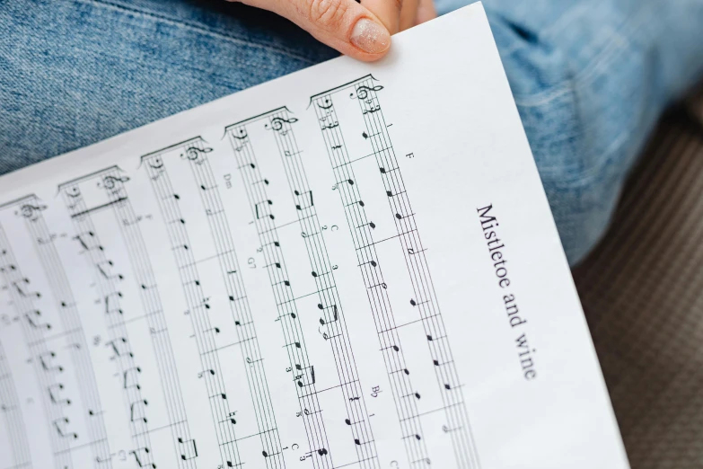 someone holding up some music sheet with notes