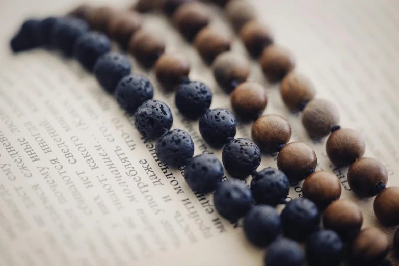 there are six different colored beads on a book