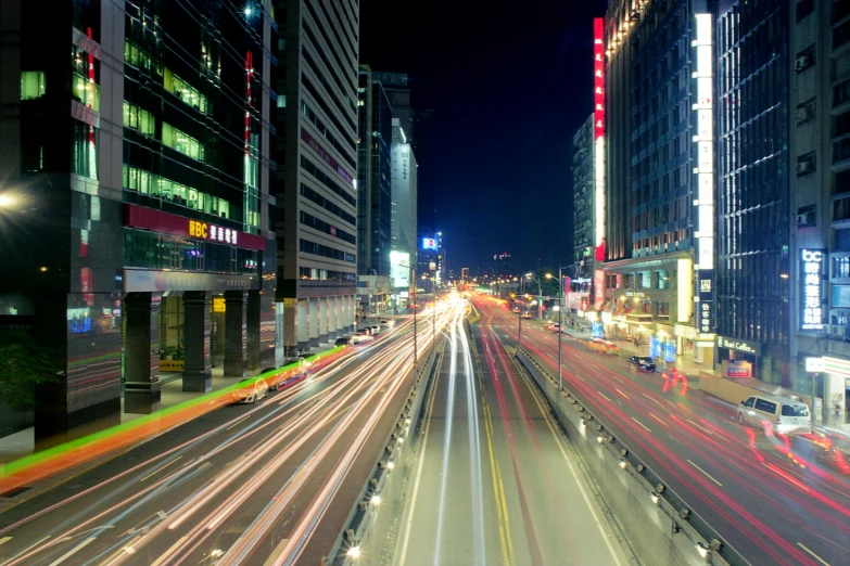 an image of city traffic with motion blurs