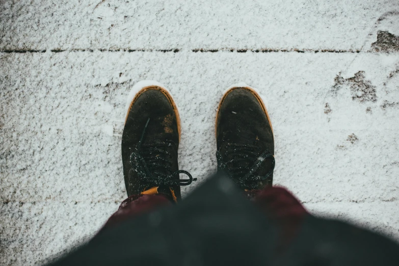 the top view of two feet on a white ground