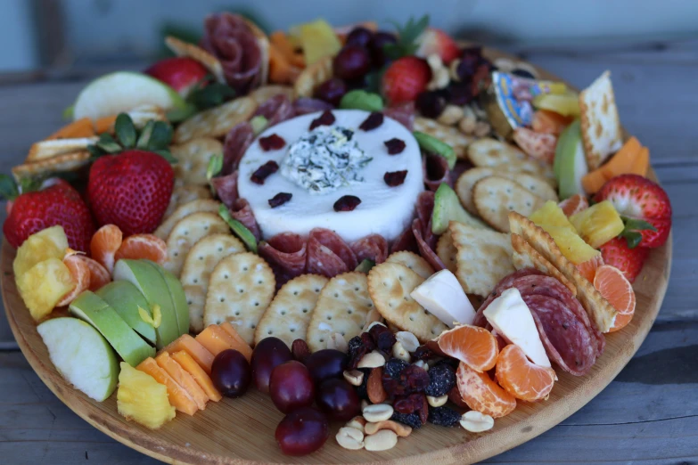 a plate filled with different types of fruits and ers