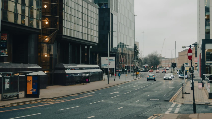 a city street is busy with lots of traffic