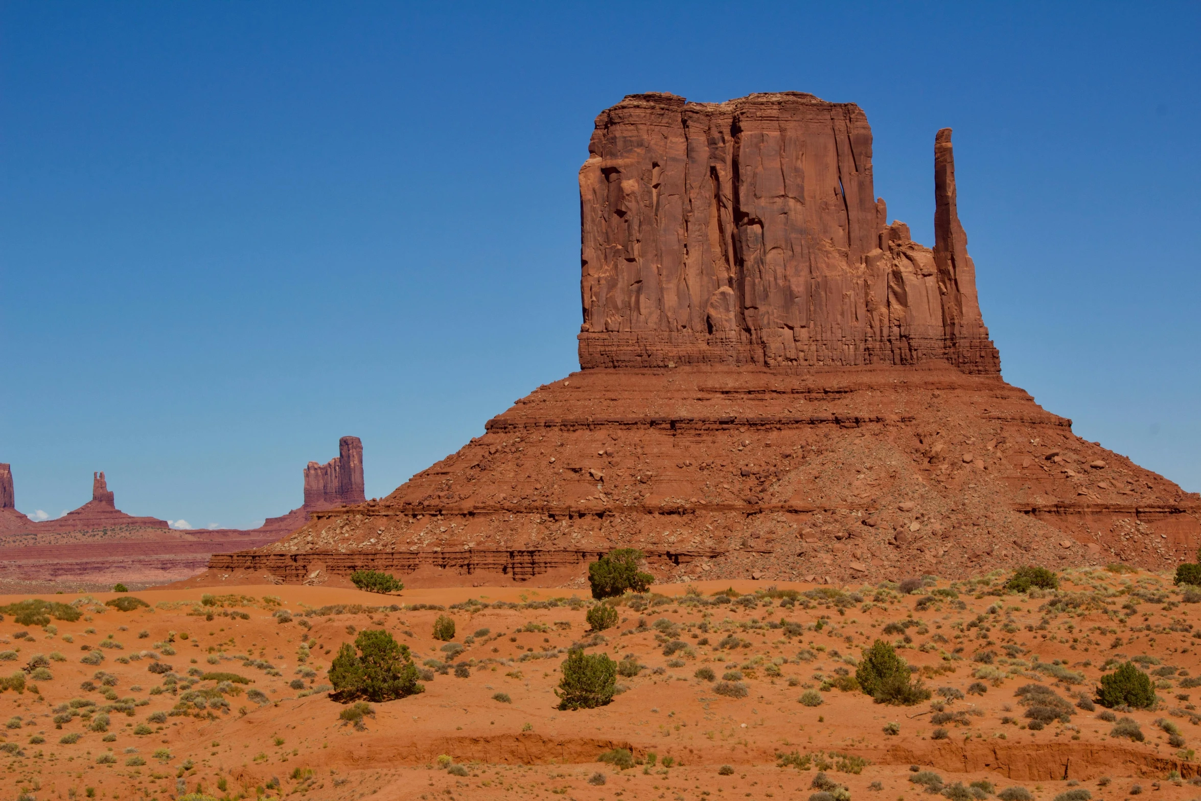 tall rocky towers in the desert on a clear day