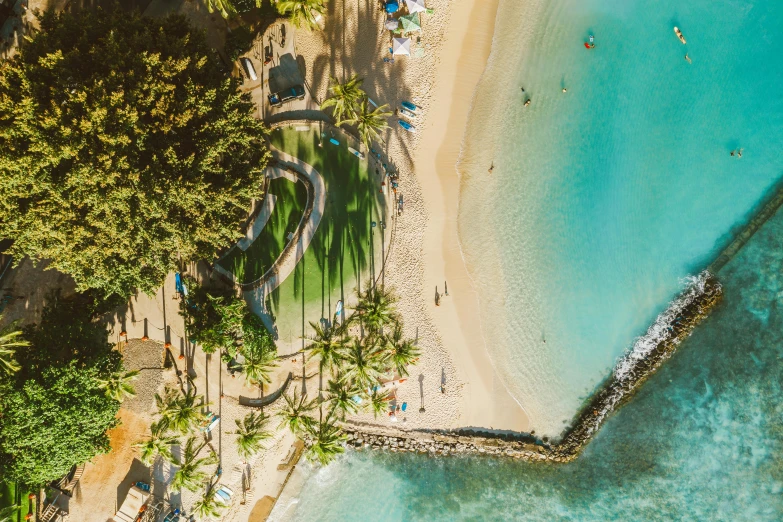 an overhead view of beach in the ocean