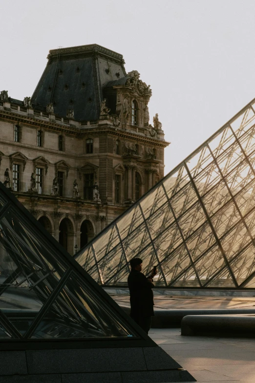 the glass pyramids at the top of a building