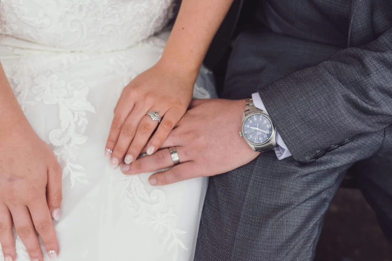 a couple's hands are holding the arm of each other