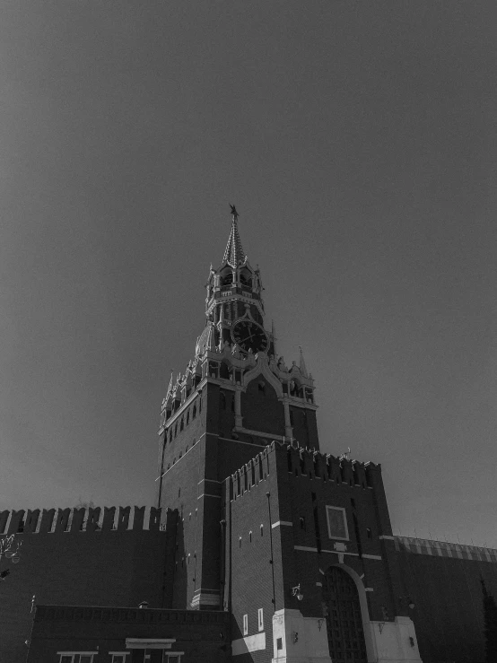 an old black and white po of a clock tower