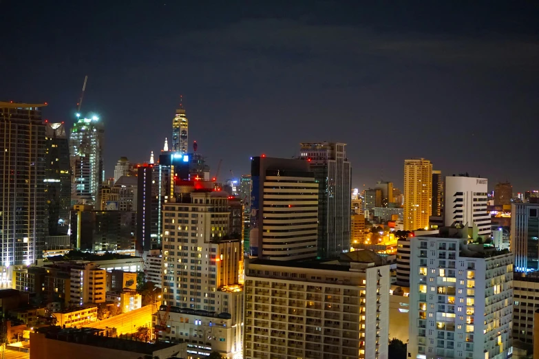 the view of a very big city at night from a high viewpoint