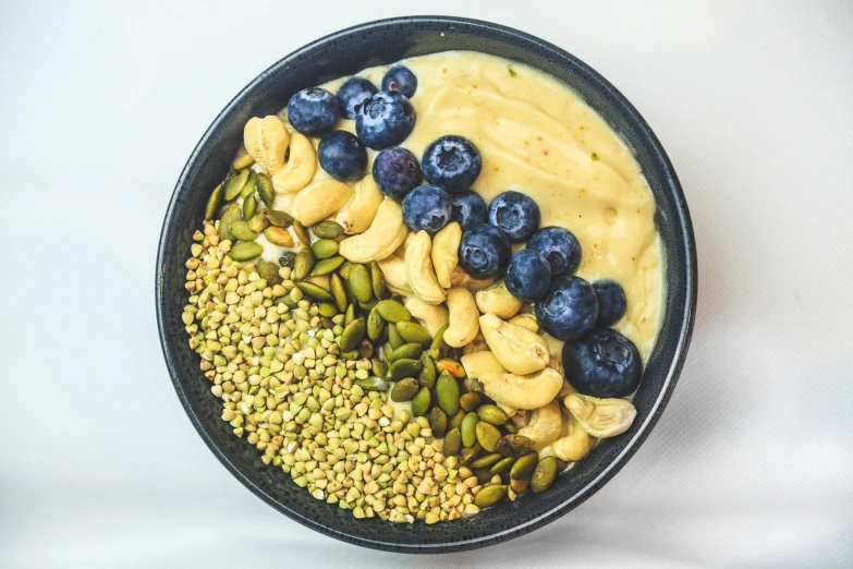 a bowl with some fruit in it and yogurt