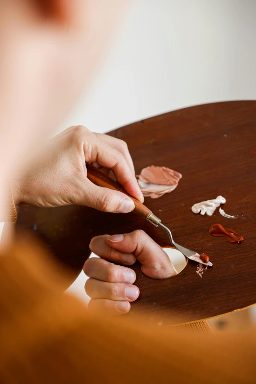 a woman  up slices of artisan paper