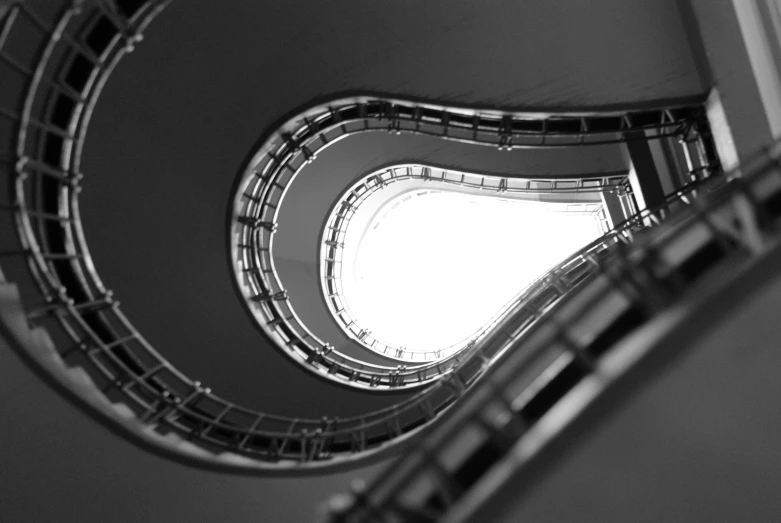 spiral stair stairs are shown in black and white