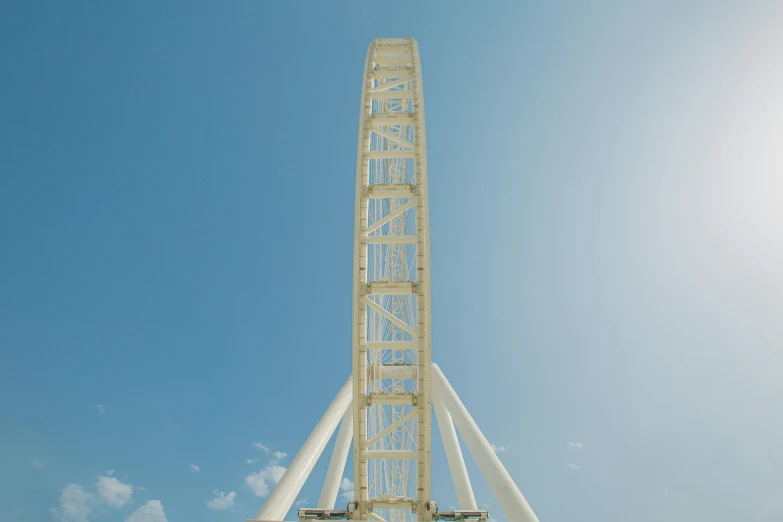 a giant ferris wheel is seen on a clear day