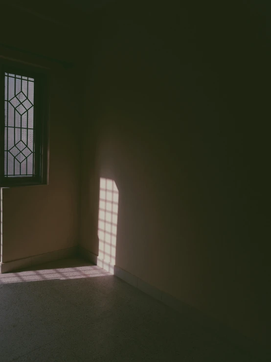 a sunny room with some windows inside