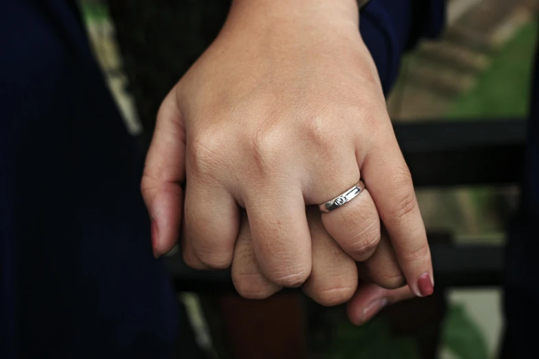 a man with a wedding ring on his hand