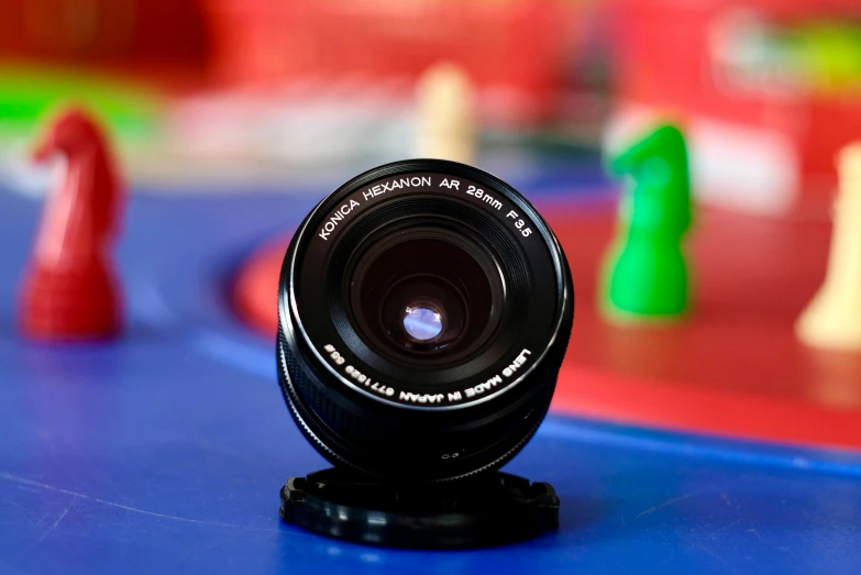 a camera lens is shown on a table