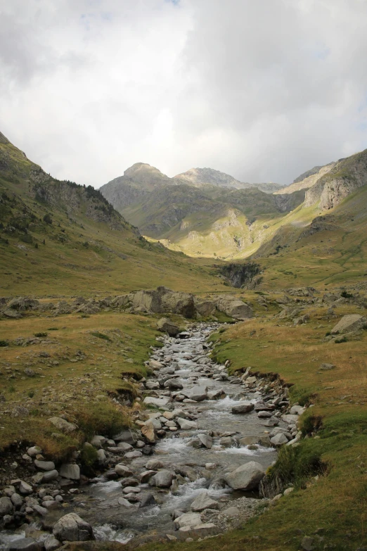 a stream running through the middle of a valley