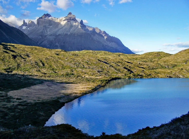 the water on the hill is crystal blue