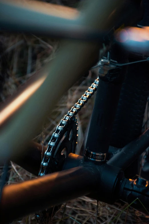 the chain on a bicycle is visible through the frame