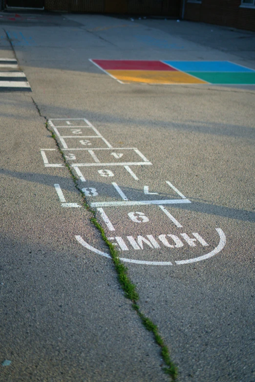 an odd street sign painted on the asphalt