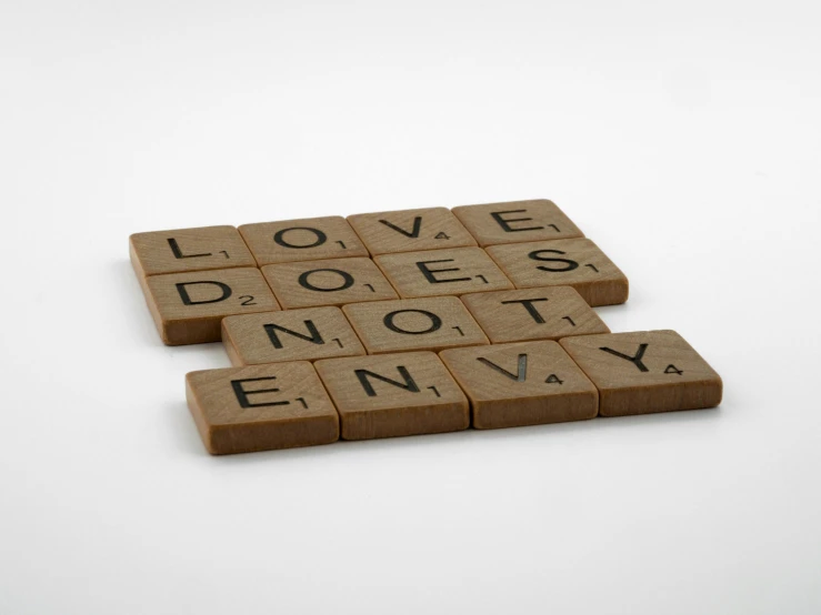 the word love does not eny spelled by scrabble tiles