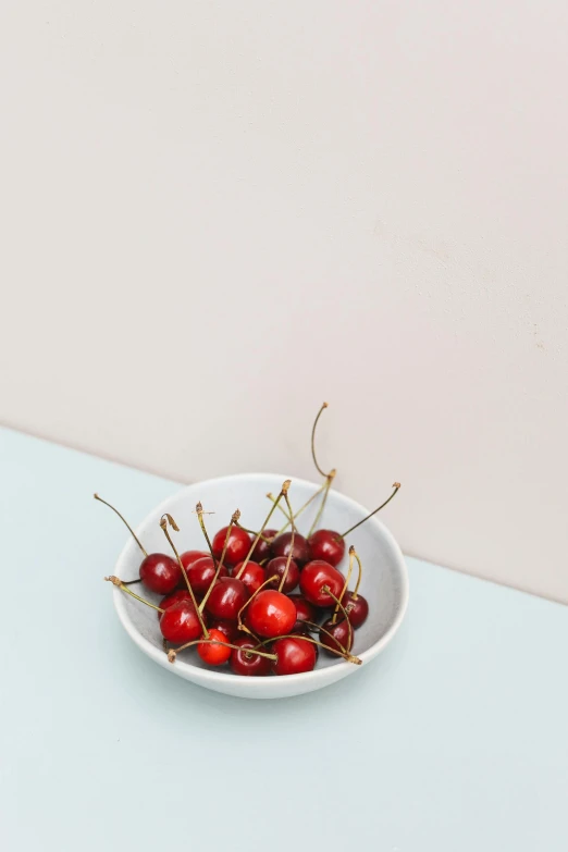 a bowl that has some cherries in it