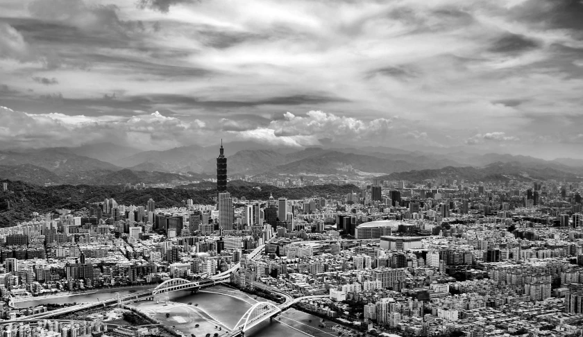 black and white po of city buildings