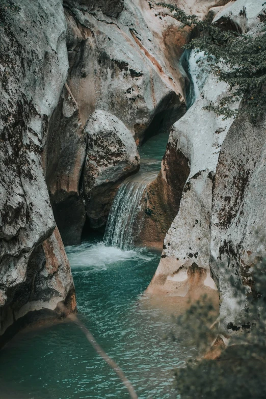 a very pretty pool of water in a nice canyon