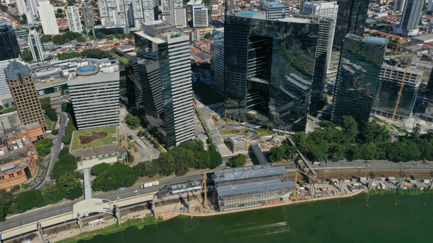 aerial view of modern buildings in a big city