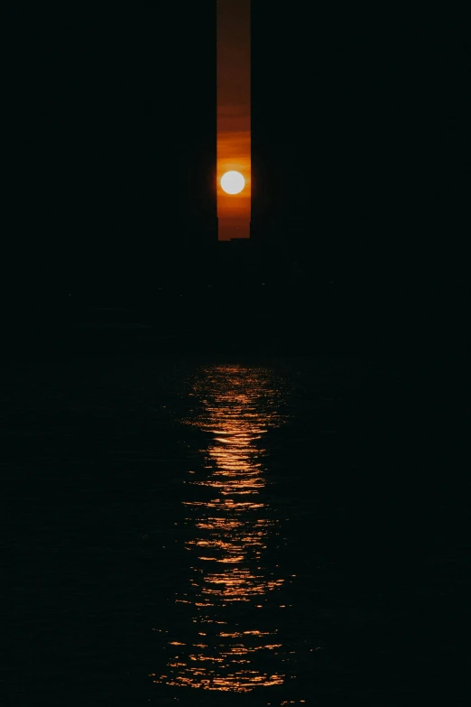 the view from a boat of the setting sun