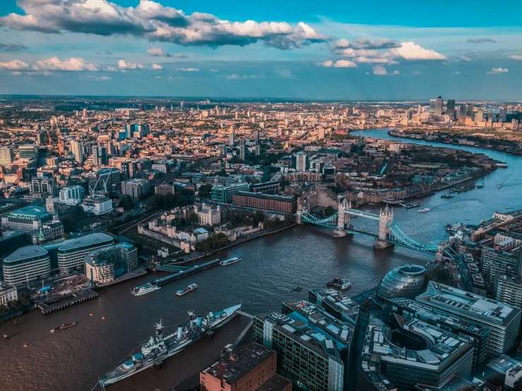 a view of a city with river in between