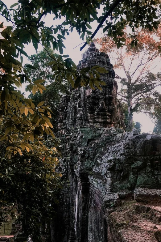 the entrance to the temple is made out of small stone steps