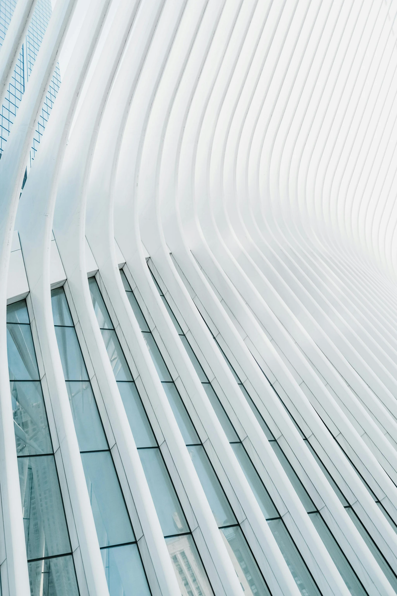 an abstract white building that is covered with a large amount of wavy lines