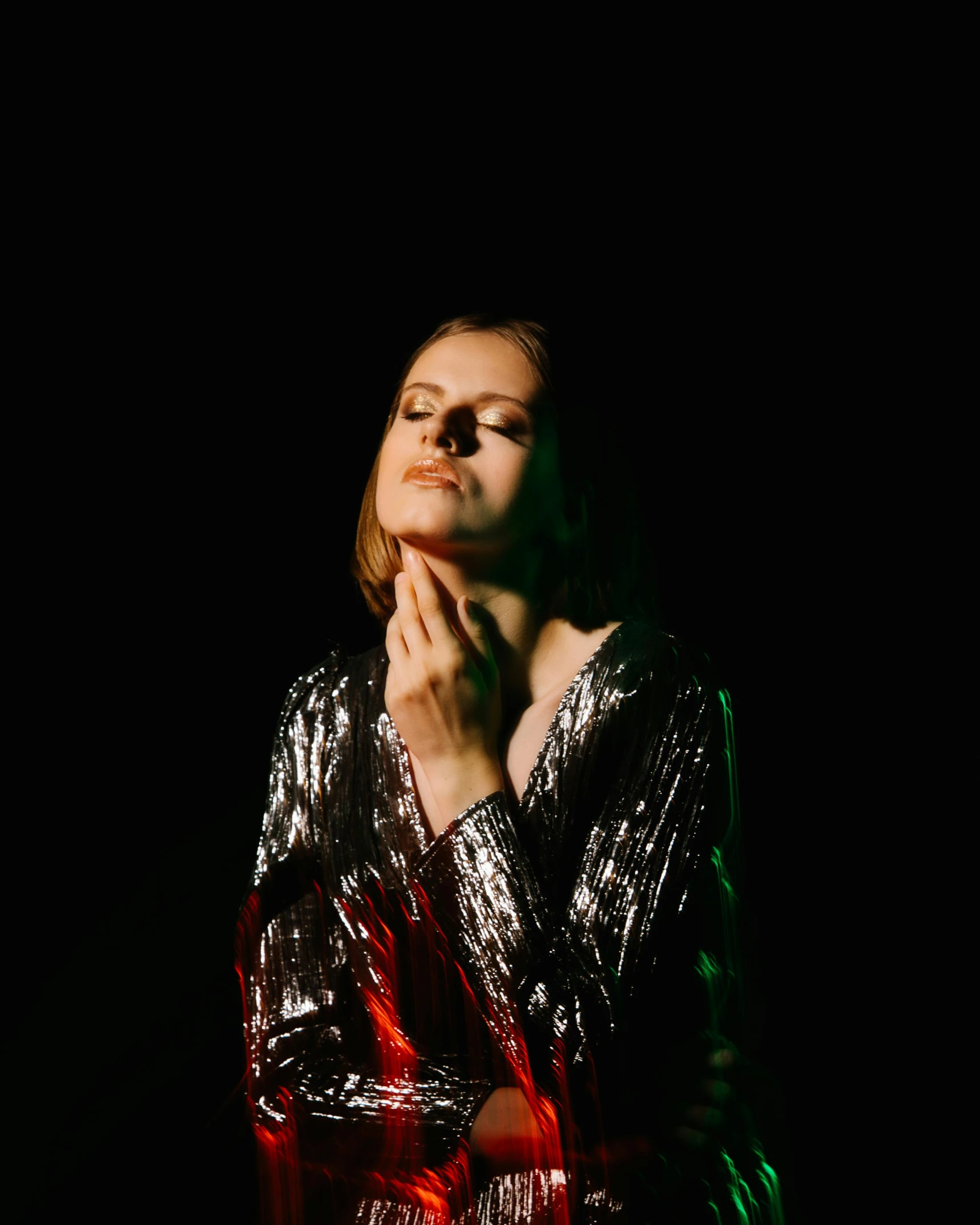 a young woman is posing for a po