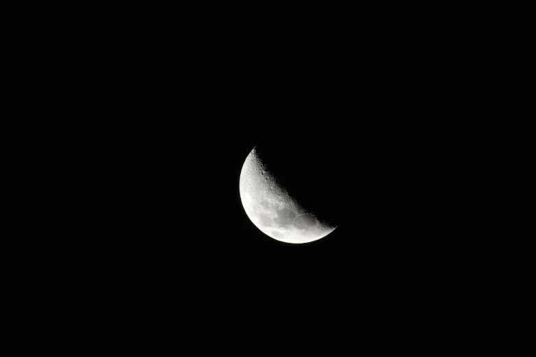 a waxed crescent moon in the black sky