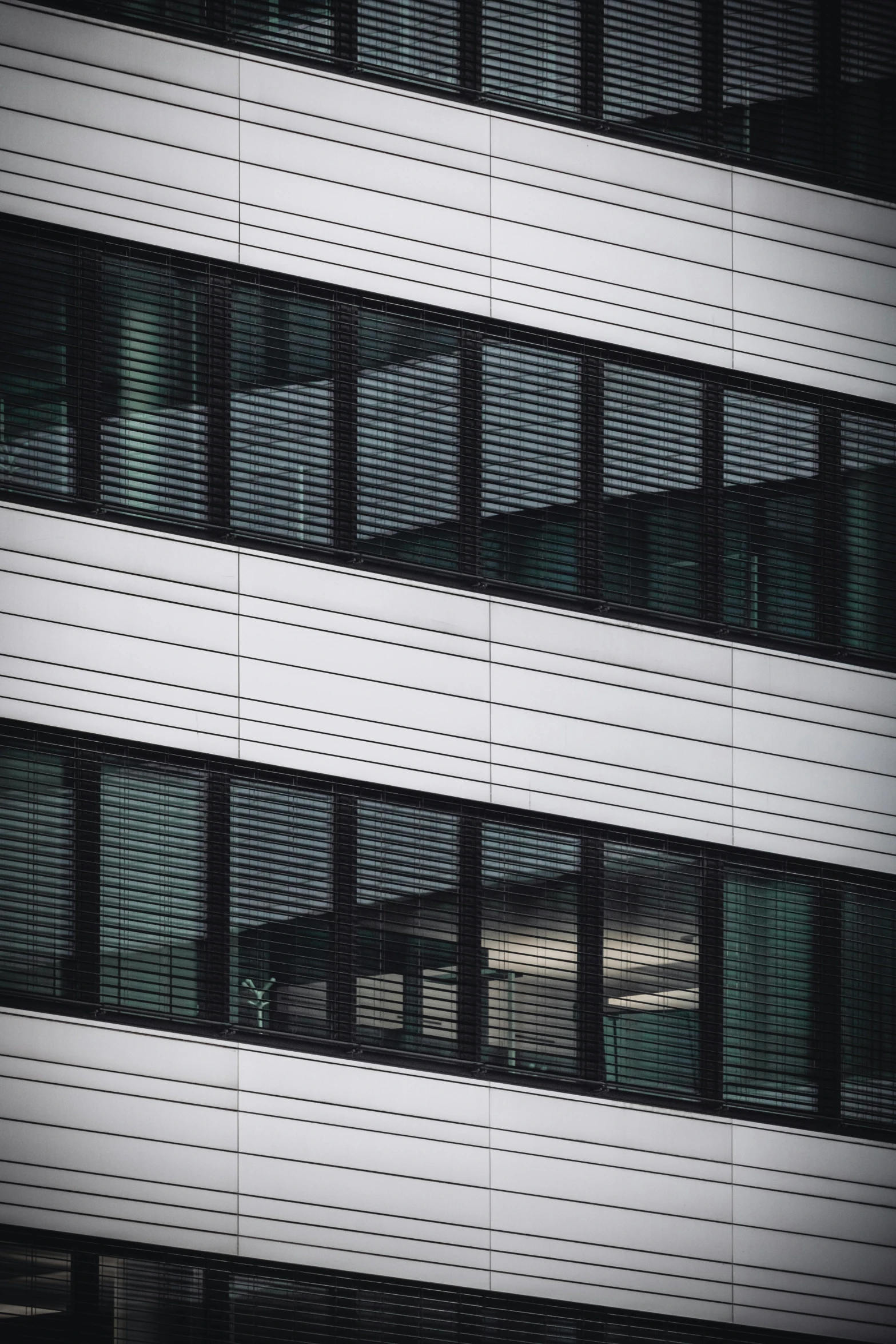 a tall white building with windows reflecting light