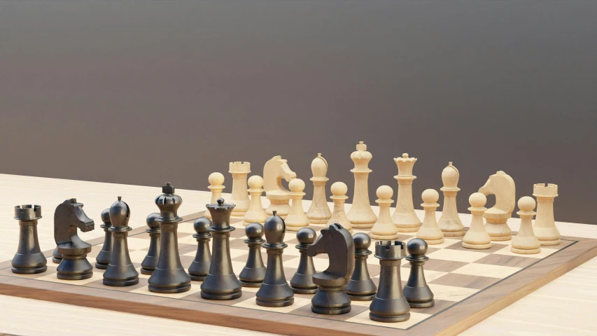 a chess board with a set of chess pieces on it