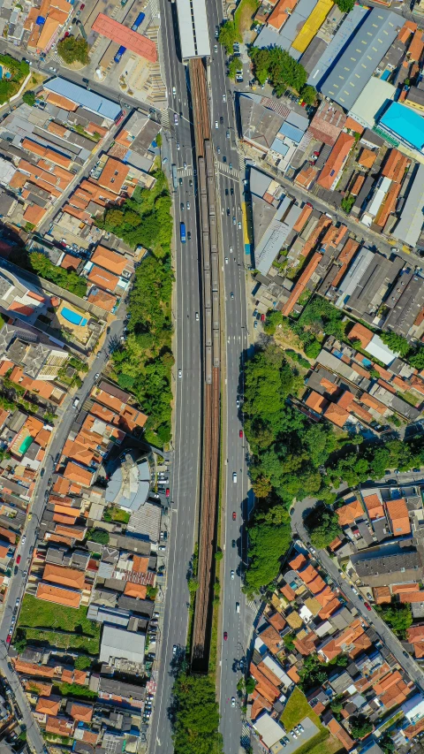 a high angle view of an aerial po of a city