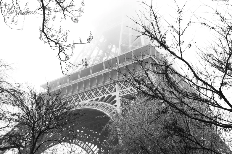 black and white pograph of the top of a building