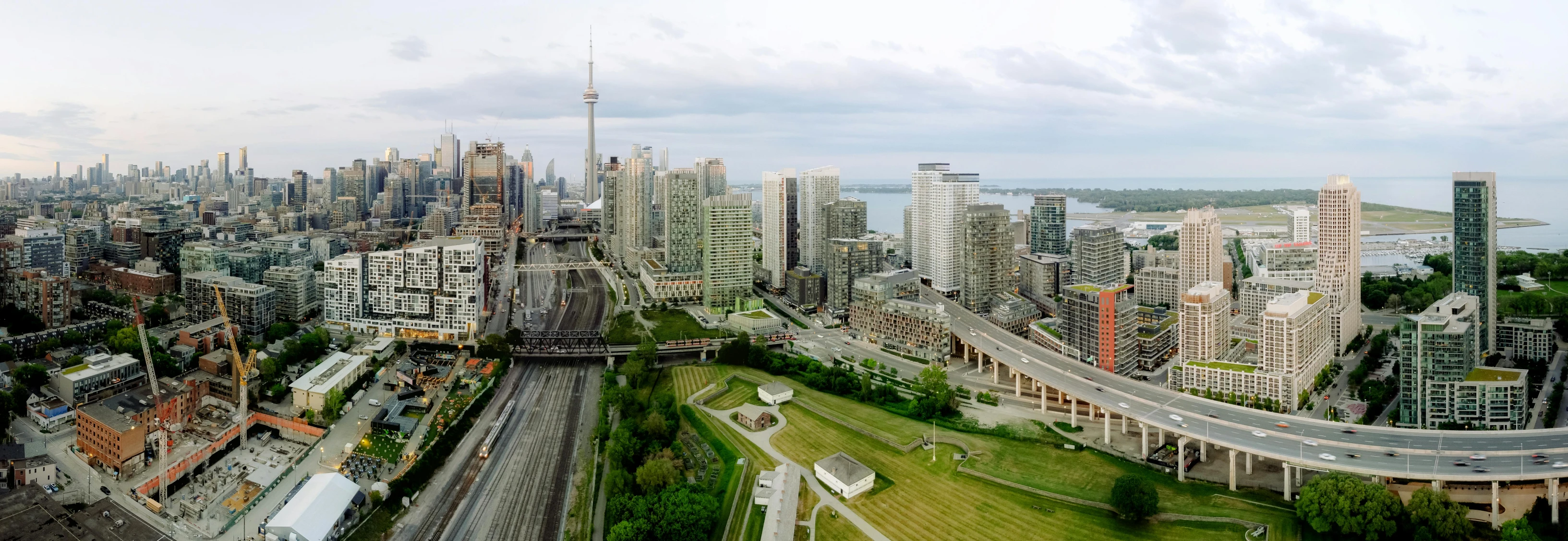 a view of the city skyline from a very high viewpoint