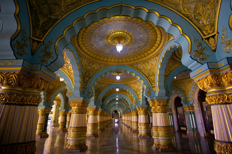 a very fancy looking hallway that is very high