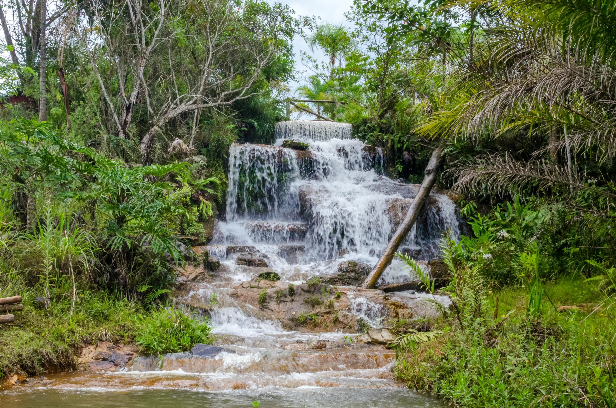 there are waterfalls that come down the slope