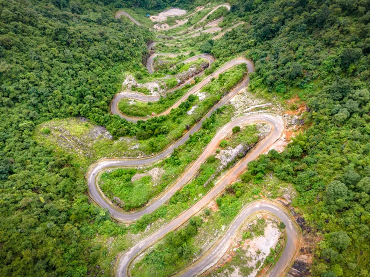 this is an aerial s of winding road curves