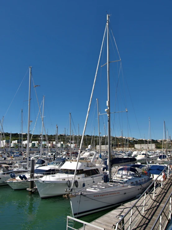 a dock with several docked boats in it