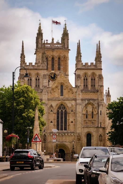 a large cathedral in an ancient building with many windows