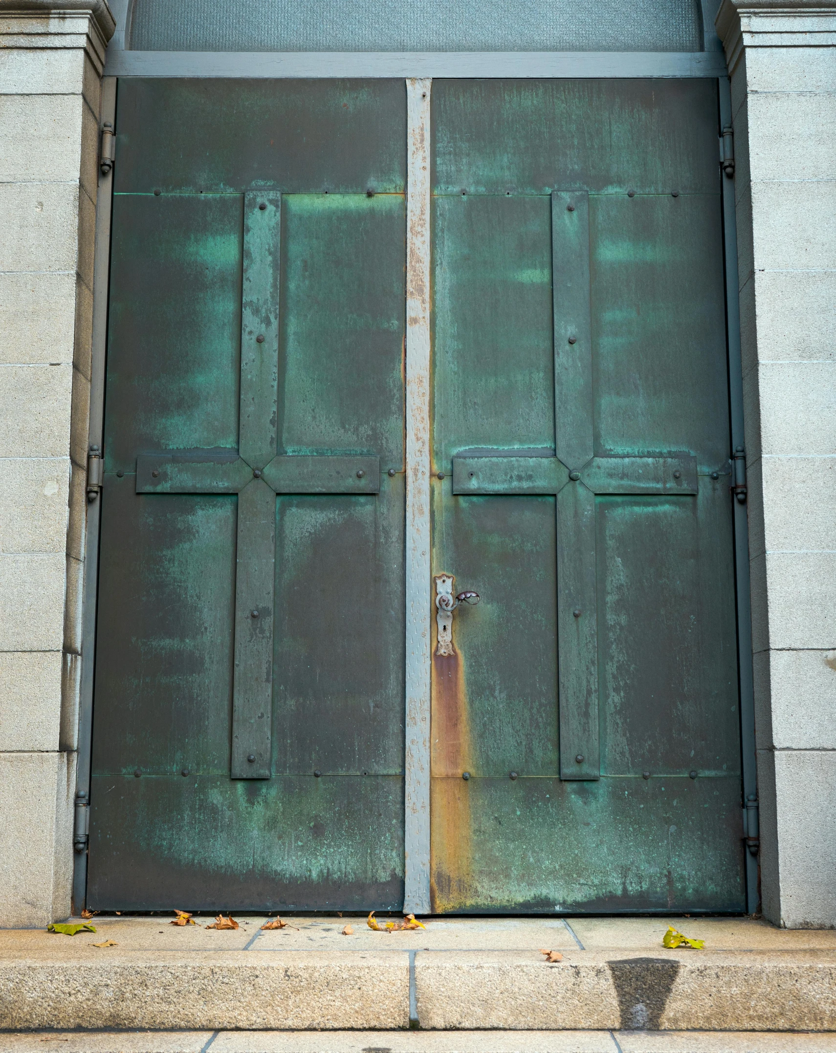 an image of a building that has closed front doors