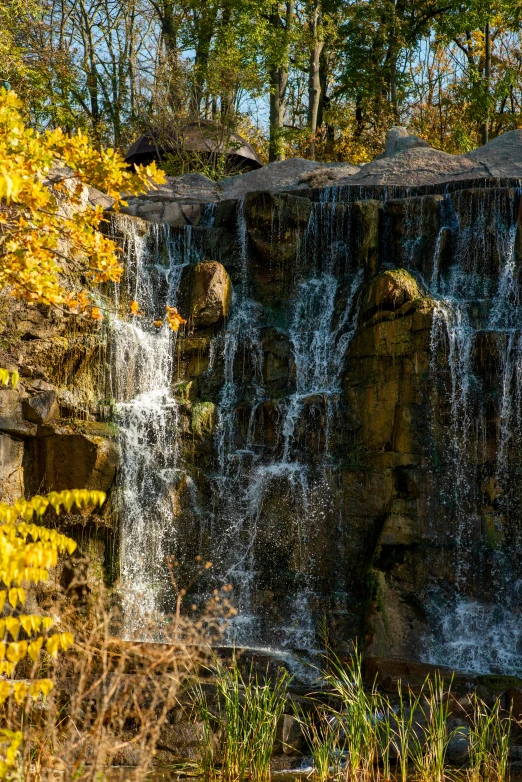 a waterfall has lots of water coming down it