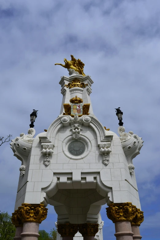 a clock in front of the building