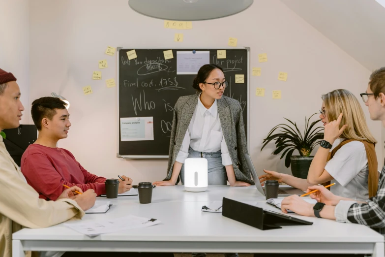 a group of people that are sitting around a table